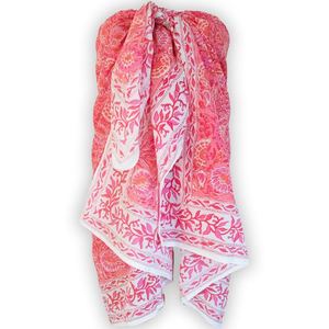 Cotton Sarong Indian Hand Blockprint Floral Beach <b>Wrap</b> Skirt Pareo <b>Shawl</b> Summer Scarf - Product Image 1