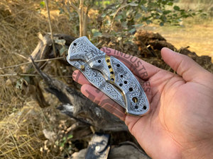 มีดแกะสลักทำด้วยมือทำจากเหล็กกล้า D2มีดกระเป๋าพับได้มีดแกะสลักอย่างหรูหรา - Product Image 6