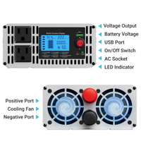 Convertisseur de courant monophasé à onde sinusoïdale pure HOULI, DC 12V/24V vers AC110V, pour usage domestique et automobile, avec prises US