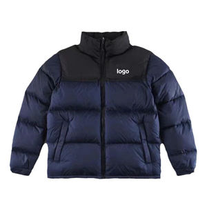 Venta al por mayor de chaquetas acolchadas para hombre, abrigos cálidos de invierno con logotipo personalizado con capucha extraíble y chaqueta acolchada de tela de lona de burbujas - Product Image 3