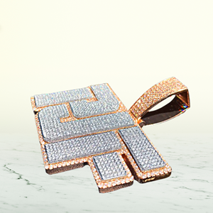 Colgante Unisex de Plata de Ley 925 con Diamantes Helados, Colgante de Madera Blanca Personalizada con Cadena de Estilo Hip Hop Chapada - Product Image 4