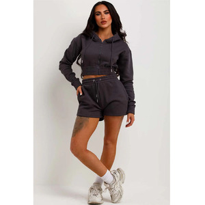 Oversized Drop-Shoulder 2-Piece Set Casual Vintage Hoodie <b>Joggers</b> Pants Lace Solid Pattern Blank Sweatpants <b>Sequined</b> Patches - Product Image 2