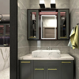 Gabinete de tocador de tablero de partículas de superficie sinterizada para baño de oficina moderno lujoso de buena calidad - Product Image 6