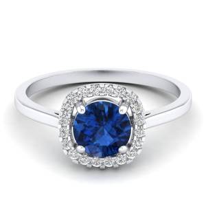 Bague en argent sterling 925 avec saphir bleu rond de 1 carat, vente chaude REYES, certifiée GRA, bijoux en moissanite pour femmes - Product Image 1