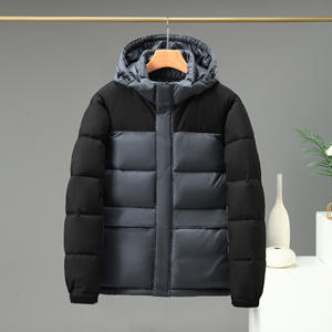 2023 New Autumn Winter Men's Down Cotton Jacket Solid Hoodie with Stand Collar Zipper <b>Cardigan</b> Casual <b>Coats</b> Fashion - Product Image 6
