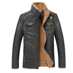 Mens Double Face <b>Leather</b> Jacket Motorcycle Breathable Waterproof Windproof Warm Plus Size Casual Fitness Single Button Closure - Product Image 6