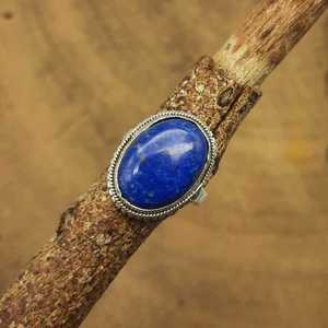 Ethnic 925 Sterling Silver <b>Ring</b> Natural <b>Lapis</b> Gemstone Handmade Bohemian Oval Cut for Weddings Parties Custom Wholesale Jewelry - Product Image 1