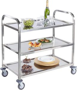 Proveedor indio Carro de acero inoxidable resistente a la corrosión de larga duración con 3 niveles y base rodante para restaurante y catering - Product Image 2