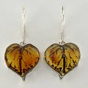 Recién llegado, pendiente de corazón de ámbar 2025, pendiente de Plata de Ley 925 marrón para mujer y niña, ropa en fiesta de boda, Hldi, Mehendi - Product Image 2