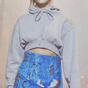 OEM personalizado Crop Drop hombro sudaderas con capucha de las mujeres de gran tamaño de moda pulóver Streetwear Sudadera con capucha al por mayor proveedor - Product Image 6