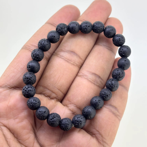 El más nuevo diseño, Plata de Ley 925 sólida, increíble Lava negra Natural, 8 MM, piedras preciosas con cuentas, pulseras ajustables para mujer, regalo fino - Product Image 1