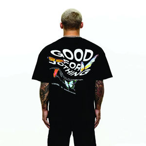 Logo personnalisé 280g t-shirt DTG broderie sérigraphie hommes t-shirt surdimensionné coton lourd vierge goutte épaule t-shirt - Product Image 5