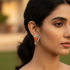 Boucles d'oreilles pendantes plaquées or 18 carats avec perle et diamant pour femme, bijoux de déclaration - Mariage et fête - Product Image 1