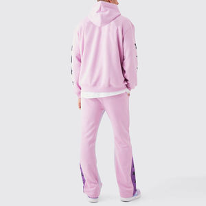 Ensemble survêtement homme en molleton de coton personnalisé, pantalon évasé et sweat à capuche oversize, imprimé par transfert thermique pour l'hiver - Product Image 2