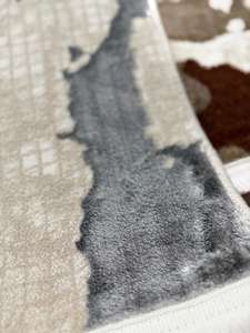 Tapis rectangulaire moderne Adiva, fabriqué à la machine, en jacquard, polypropylène, jute, polyester, tissé, à poils longs, épais, résistant aux taches, abstrait - Product Image 3