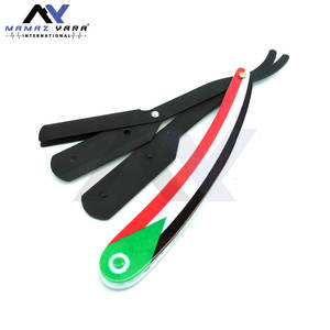 Navajas de afeitar rectas de papel recubierto negro con bloqueo giratorio, herramientas de barbería premium para salón, afeitadora manual suave OEM ODM - Product Image 1