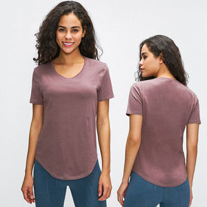 Camisetas sin mangas cortas de entrenamiento de manga corta para mujer de alta calidad Jersey hecho a medida para Yoga al por mayor - Product Image 4