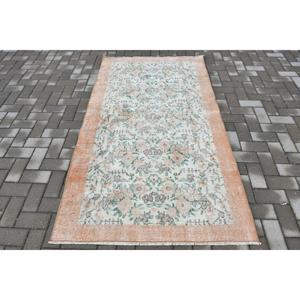 Tapis de 3,7 x 6,8 pieds, tapis turc vintage, tapis en laine à imprimé animalier orange et vert - Product Image 1