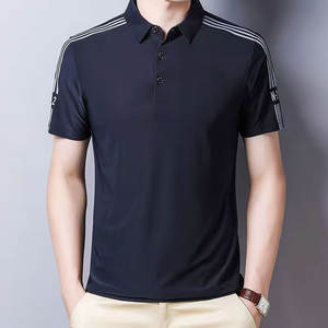 Nouveau design de t-shirt de golf pour homme, léger, infroissable, respirant, en tissu mélangé polyester/coton, extensible, imprimé uni - Product Image 5