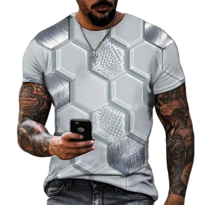 Camiseta de cuello redondo de alta calidad para hombre, tela de poliéster 100%, impresión por sublimación personalizada, mezcla de poliéster personalizable sólida - Product Image 2