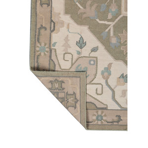 Tapis en laine tissée plate à motif médaillon beige Aqua Foam 6x9 pieds pour la décoration intérieure, nettoyage localisé ADWL-23005 - Product Image 5