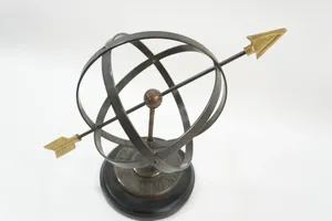 Vintage aluminium métal armillaire sphère Globe cadran solaire décoratif Astrolabe nautique Marine table ornement décor à la maison - Product Image 2