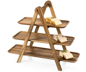 Soporte para Pastel de Dos Niveles Estilo Vintage Blanco Real, Asa de Metal Dorado, Material Ecológico de Grado Alimenticio, Color y Forma Personalizables - Product Image 5