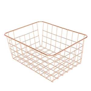 Cesta de almacenamiento de regalo de metal rectangular de Venta caliente Cesta de regalo de metal de color dorado de diseño fantástico de la India - Product Image 1