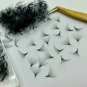 Extensión de pestañas de alta calidad al por mayor al mejor precio abanicos hechos a mano 10D-20D pestañas C D M L volumen completo mate negro pestañas artistas - Product Image 2