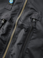 Blouson bomber en satin noir pour homme Patch drapeau américain Style rétro Léger Coupe-vent Respirant Streetwear Mode vestes pour hommes