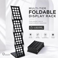 Présentoir pliable à 4 niveaux en métal thermolaqué pour magazines, support portable et pliable pour brochures d'exposition