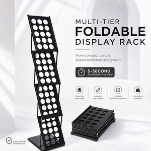 Suporte de Exibição de Revistas Dobrável de 4 Camadas em Metal com Revestimento em Pó, Portátil e Colapsável para Exposição de Folhetos - Product Image 2