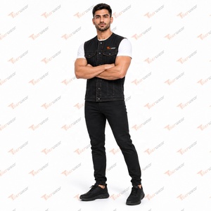 Chaleco Vaquero Negro para Hombre Tiierwear, Cuello Camisero, Cierre de Botón, Sin Mangas, Transpirable, Ecológico, de Secado Rápido, 100% Algodón - Product Image 2