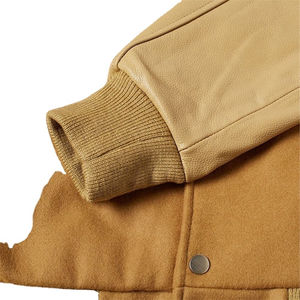 Men's Wool Baseball Letterman Winter Jacket Polyester Sleeves Wind-Proof Varsity Style High Street OEM Service Stand - Product Image 3