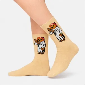 Bird and Bear Patterned Girls' Tennis Socks Breathable Seamless Nylon Custom Logo Knitted Long Ankle Length for Summer Use - Product Image 2