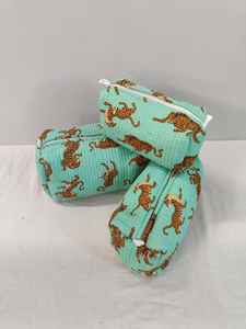 ชุดกระเป๋าเครื่องสำอางผ้าฝ้ายลายเสือดาว 3 ใบ พร้อมซิป น้ำหนักเบา เหมาะสำหรับการเดินทางและจัดระเบียบ จากราชสถาน - Product Image 3