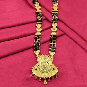 Vente en gros Mangalsutra en pierre AD Micro or 24K avec grand pendentif, Mangalsutra AD de mariage traditionnel, Mangalsutra en pierre AD de mariée. - Product Image 1