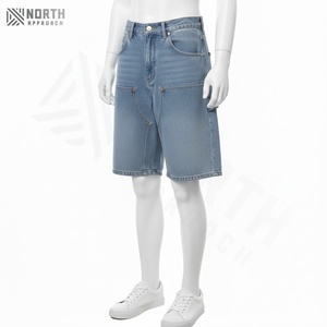 Pantalones Cortos Vaqueros Anchos para Hombre, Estilo Vintage, Lavado Ácido, Estilo Hip Hop, con Piedras de Rinoceronte, Fabricados con Efecto Desgastado - Product Image 3