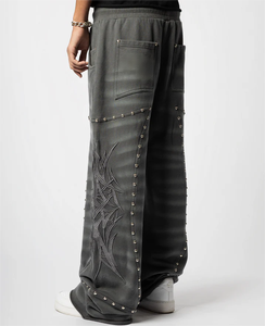 กางเกงวอร์มผู้ชายผ้าเทอร์รี่คอตตอนคุณภาพสูง ระบายอากาศได้ดี ทรงหลวม สไตล์ลำลอง สำหรับฤดูใบไม้ร่วง พร้อมปักโลโก้ ขายดี กางเกงกีฬา - Product Image 5