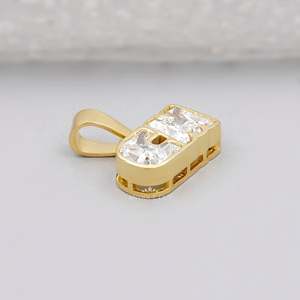 CM Luxury Yellow Gold Diamond <b>Emerald</b> Cut Alphabet Letter <b>Pendant</b> with Bezel Setting IGI Certified Unisex Everyday Wear Jewelry - Product Image 4