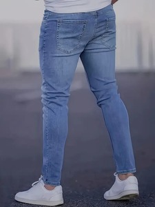 Pantalones vaqueros elásticos para hombre personalizados High Street Hip Hop Estilo vintage Cremallera Fly Dark Proveedor directo Ropa de calle 3D - Product Image 2