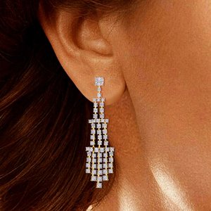 Pendientes de Diamantes de Diseño Nuevo en Oro para Mujer, Joyería de Moda para Fiestas, Venta al Por Mayor para Exportación - Product Image 2