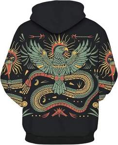 Sweat-shirts d'hiver pour hommes, coupe ajustée, en coton 100% de haute qualité, imprimé personnalisé avec un motif d'aigle, écologiques, respirants, lavés - Product Image 4