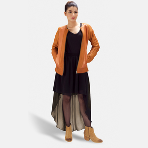 Veste en cuir unie pour femme, grande taille, hiver, respirante, coupe-vent, rembourrage en coton, fermeture éclair sur le devant, personnalisable – Meilleures ventes - Product Image 2