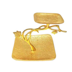 Fabricant et fournisseur de présentoir à gâteaux en aluminium coulé Support à gâteaux à 2 niveaux de forme ronde en nickel et or Vente directe en usine - Product Image 5