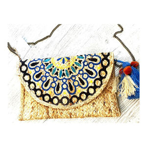 Mode féminine couleur unie sac à bandoulière plissé poignée perlée Top vente fermeture à glissière portefeuille Long prix de gros inde - Product Image 6