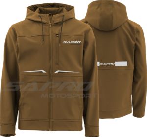 Veste de moto softshell imperméable et respirante pour homme, coupe ajustée, avec revers et ourlet tricotés, protection CE intégrée, capuche, modèle Sapro Hiver - Product Image 4