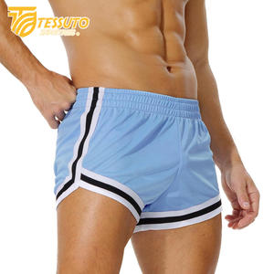 Pantalones cortos atléticos para correr de alta calidad para hombres y mujeres, pantalones cortos transpirables de secado rápido, bolsillos con cremallera a rayas, teñidos lisos - Product Image 5