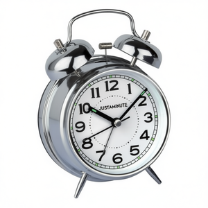 Reloj Despertador Plateado JA7041C de JUSTAMINUTE con Campanas para Escritorios y Mesas de Lowell - Product Image 2