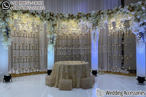 Réception de mariage glamour scène bougie murs musulman Nikah Walima bougie configuration murale élégante cérémonie de fiançailles scène bougie - Product Image 4